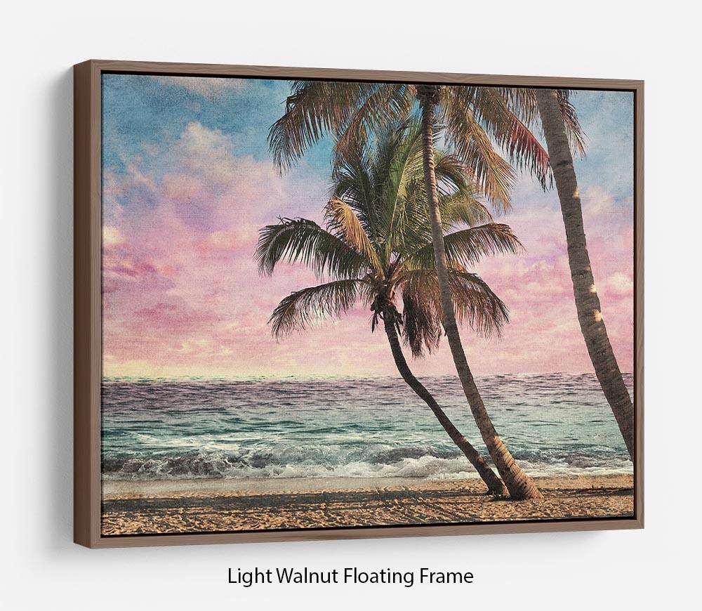 Grunge Image Of Tropical Beach Floating Frame Canvas - Canvas Art Rocks 7