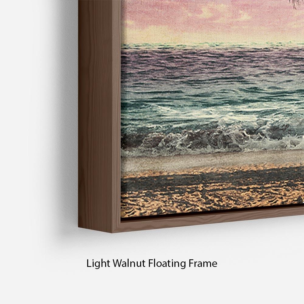 Grunge Image Of Tropical Beach Floating Frame Canvas - Canvas Art Rocks - 8