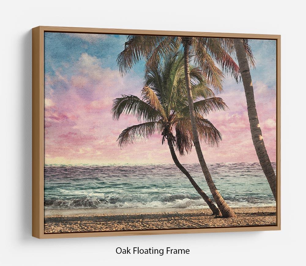 Grunge Image Of Tropical Beach Floating Frame Canvas - Canvas Art Rocks - 9