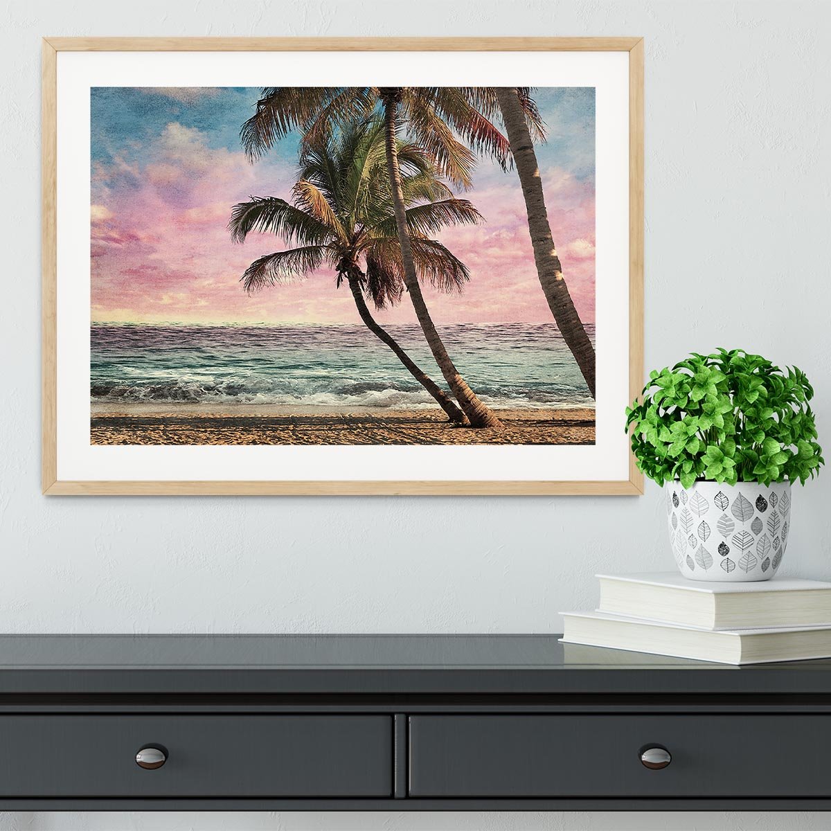 Grunge Image Of Tropical Beach Framed Print - Canvas Art Rocks - 3