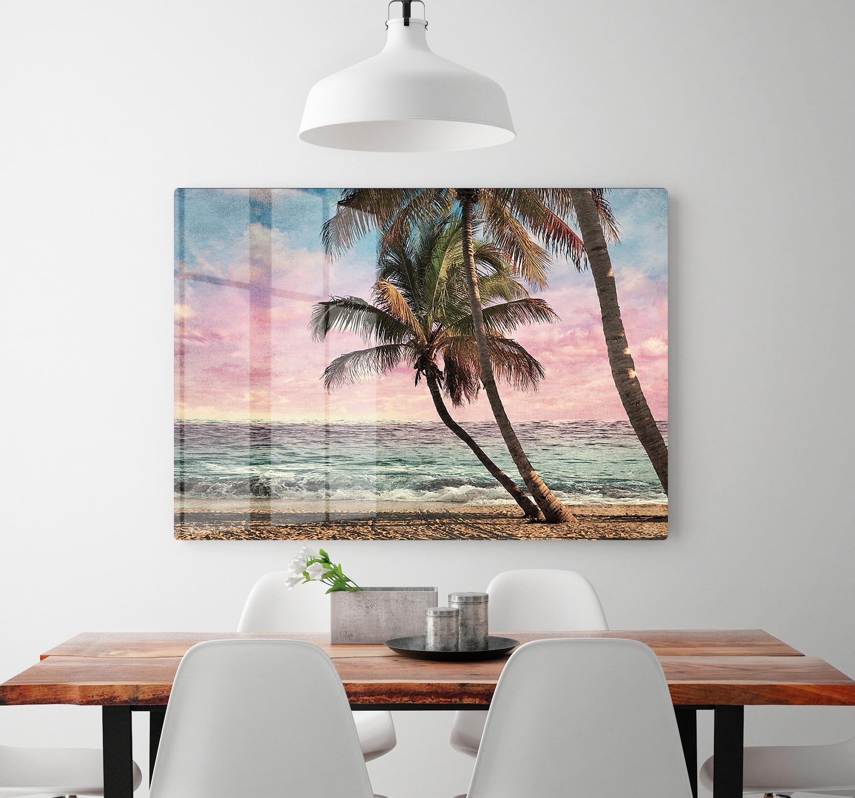 Grunge Image Of Tropical Beach HD Metal Print - Canvas Art Rocks - 2