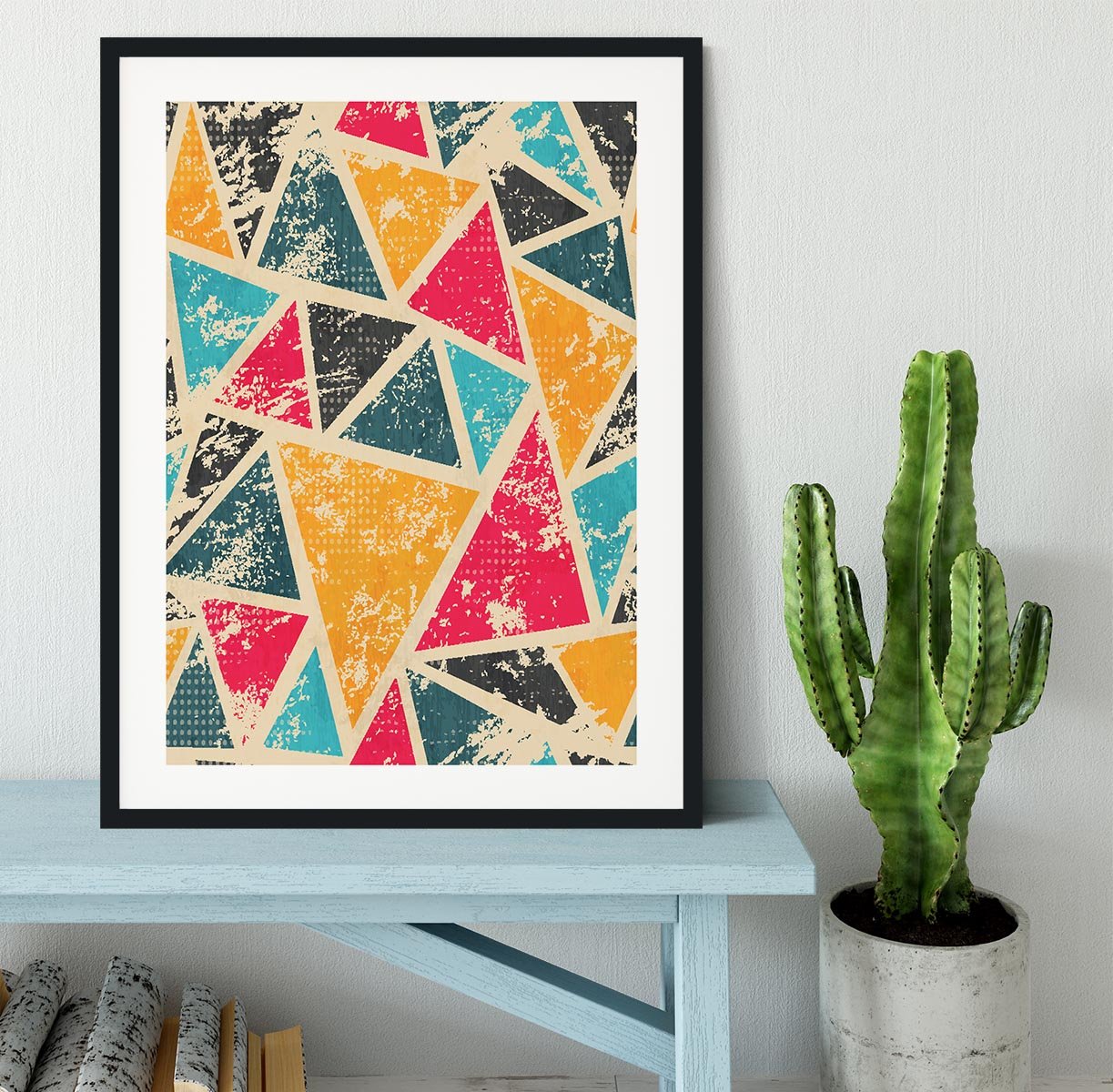 Grunge colored triangle Framed Print - Canvas Art Rocks - 1