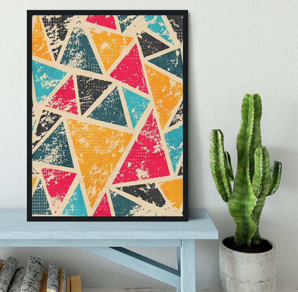 Grunge colored triangle Framed Print - Canvas Art Rocks - 2