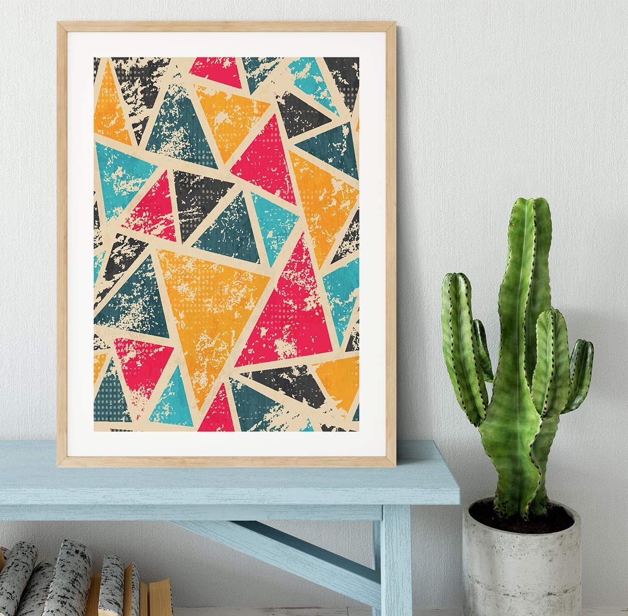 Grunge colored triangle Framed Print - Canvas Art Rocks - 3