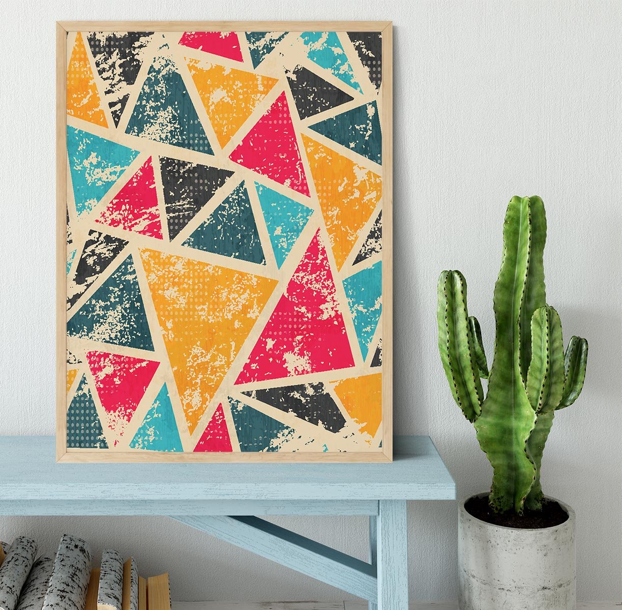 Grunge colored triangle Framed Print - Canvas Art Rocks - 4