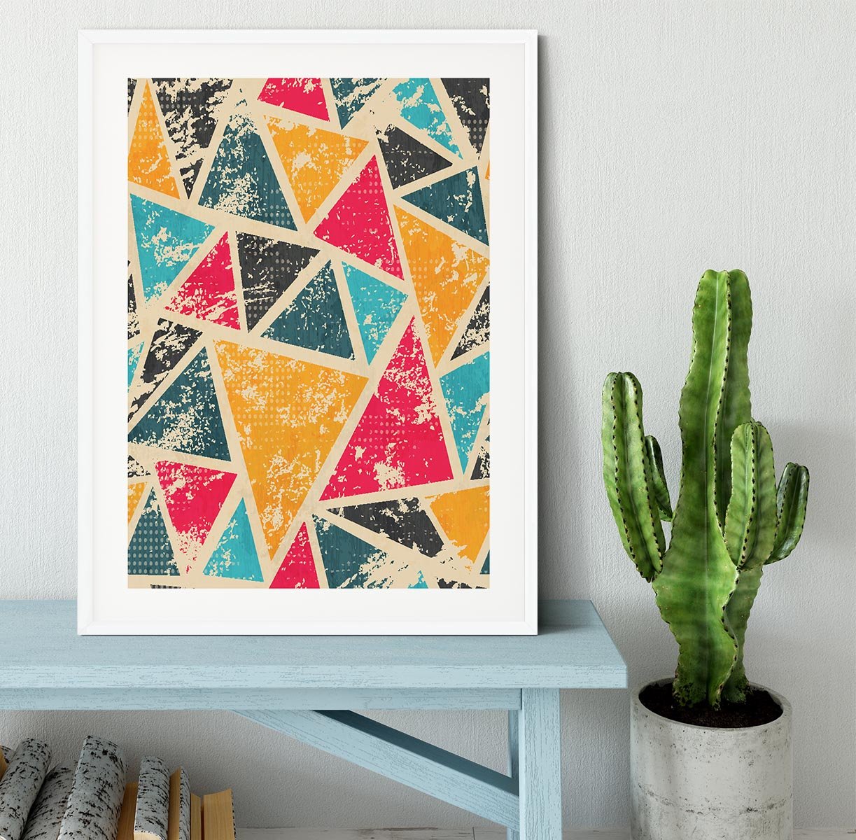 Grunge colored triangle Framed Print - Canvas Art Rocks - 5