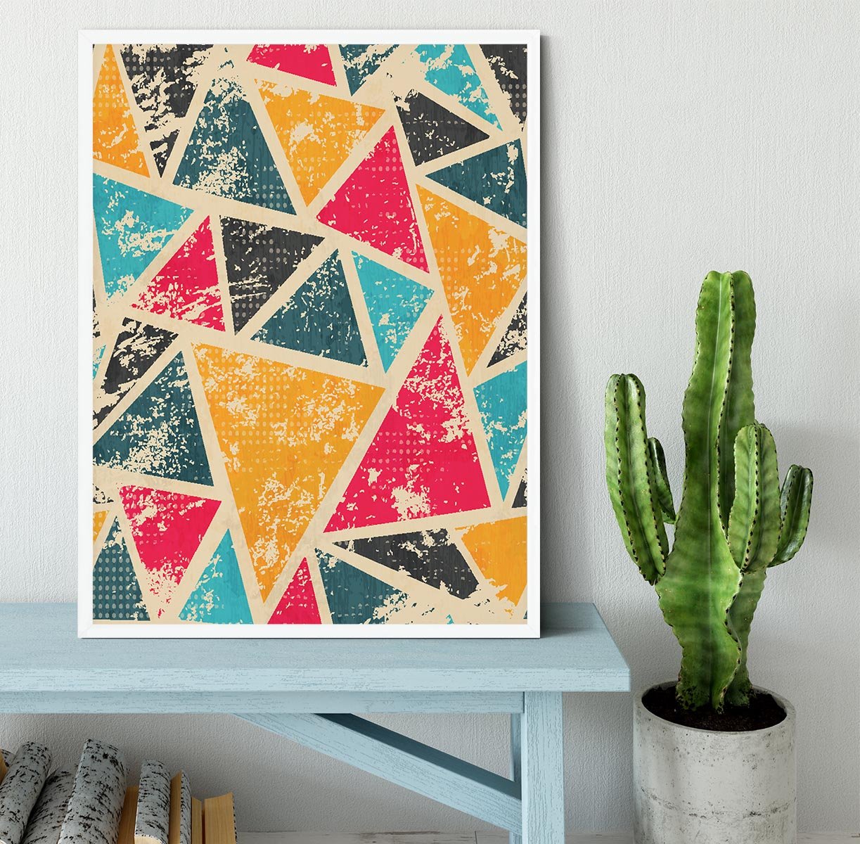 Grunge colored triangle Framed Print - Canvas Art Rocks -6