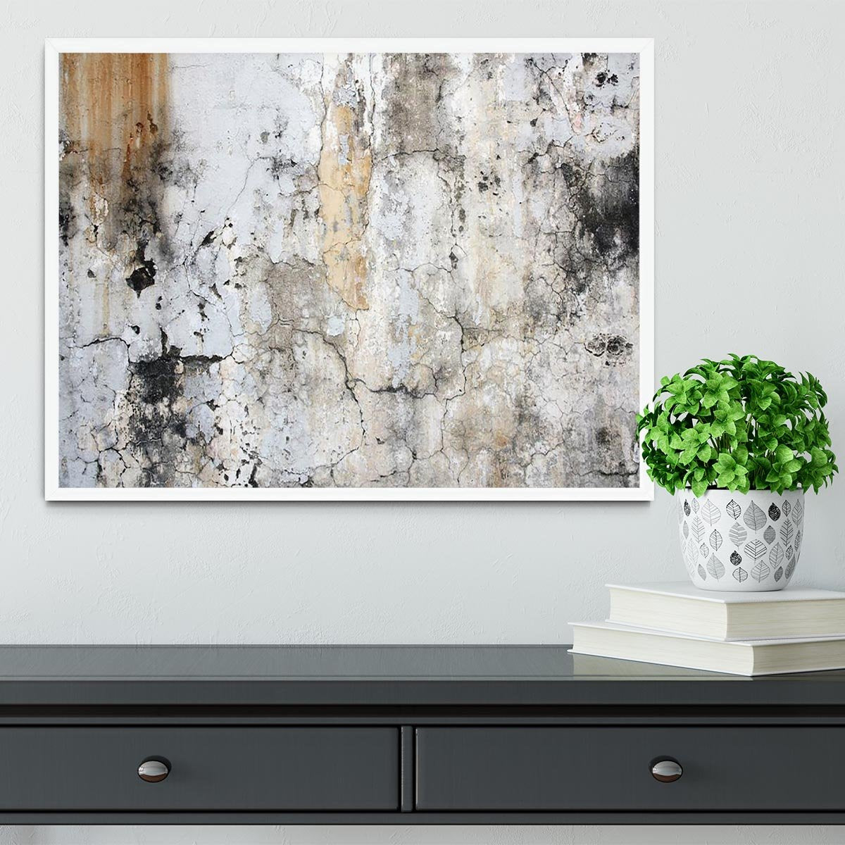 Grunge cracked wall Framed Print - Canvas Art Rocks -6