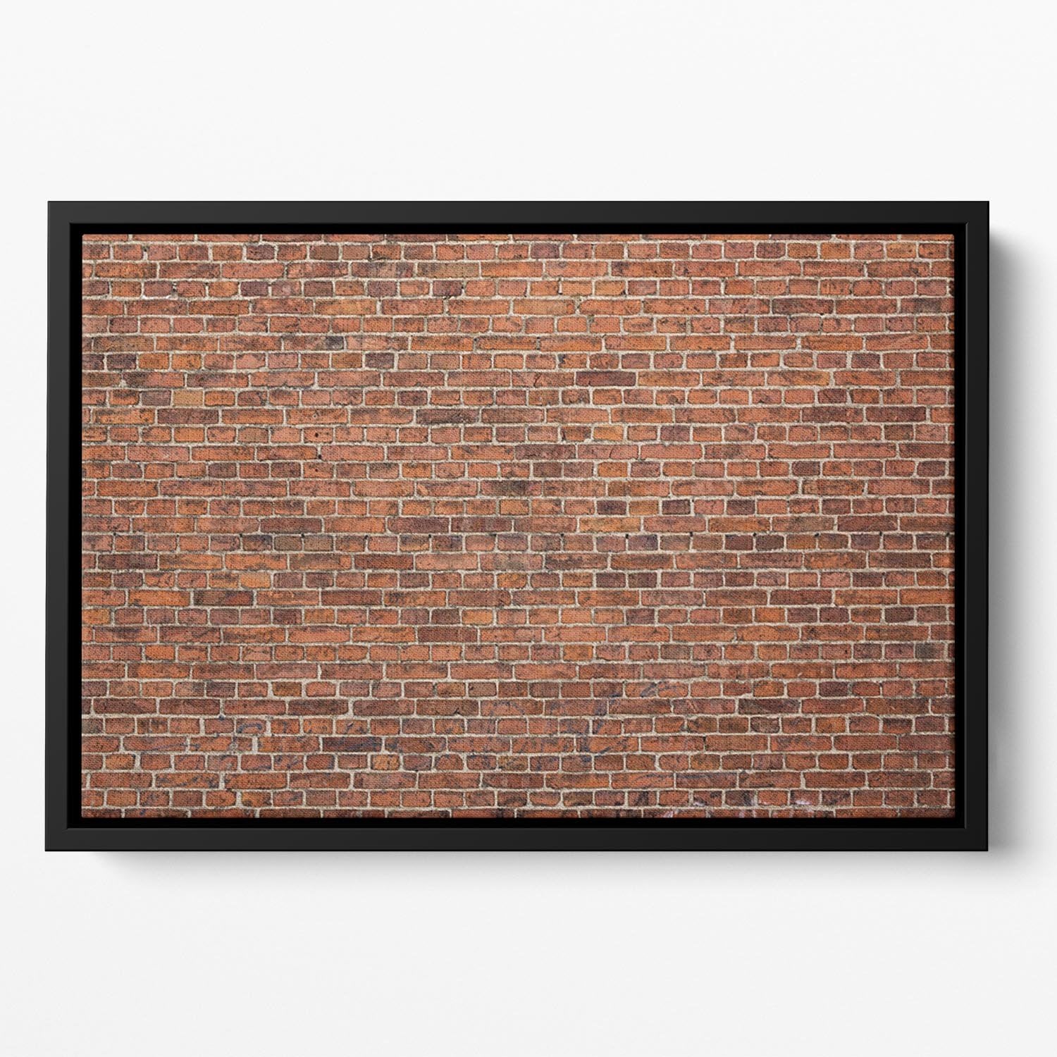 Grunge red brick wall Floating Framed Canvas - Canvas Art Rocks - 2