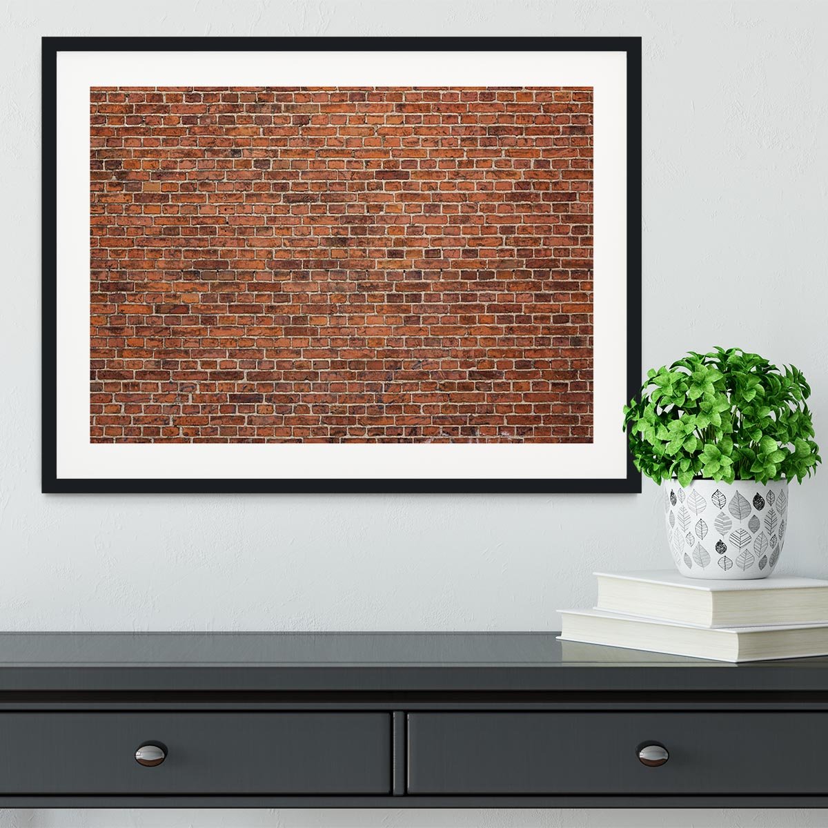 Grunge red brick wall Framed Print - Canvas Art Rocks - 1