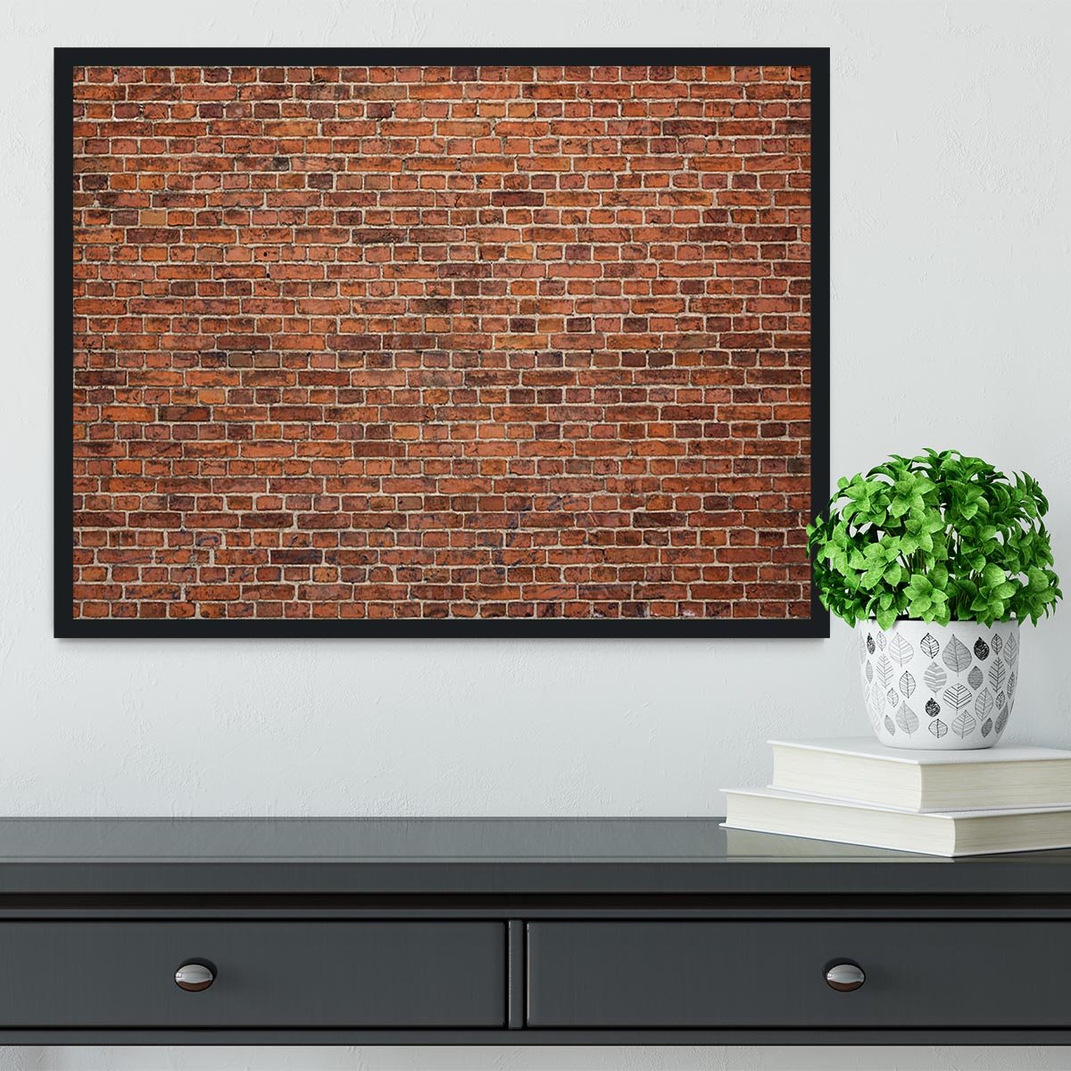 Grunge red brick wall Framed Print - Canvas Art Rocks - 2