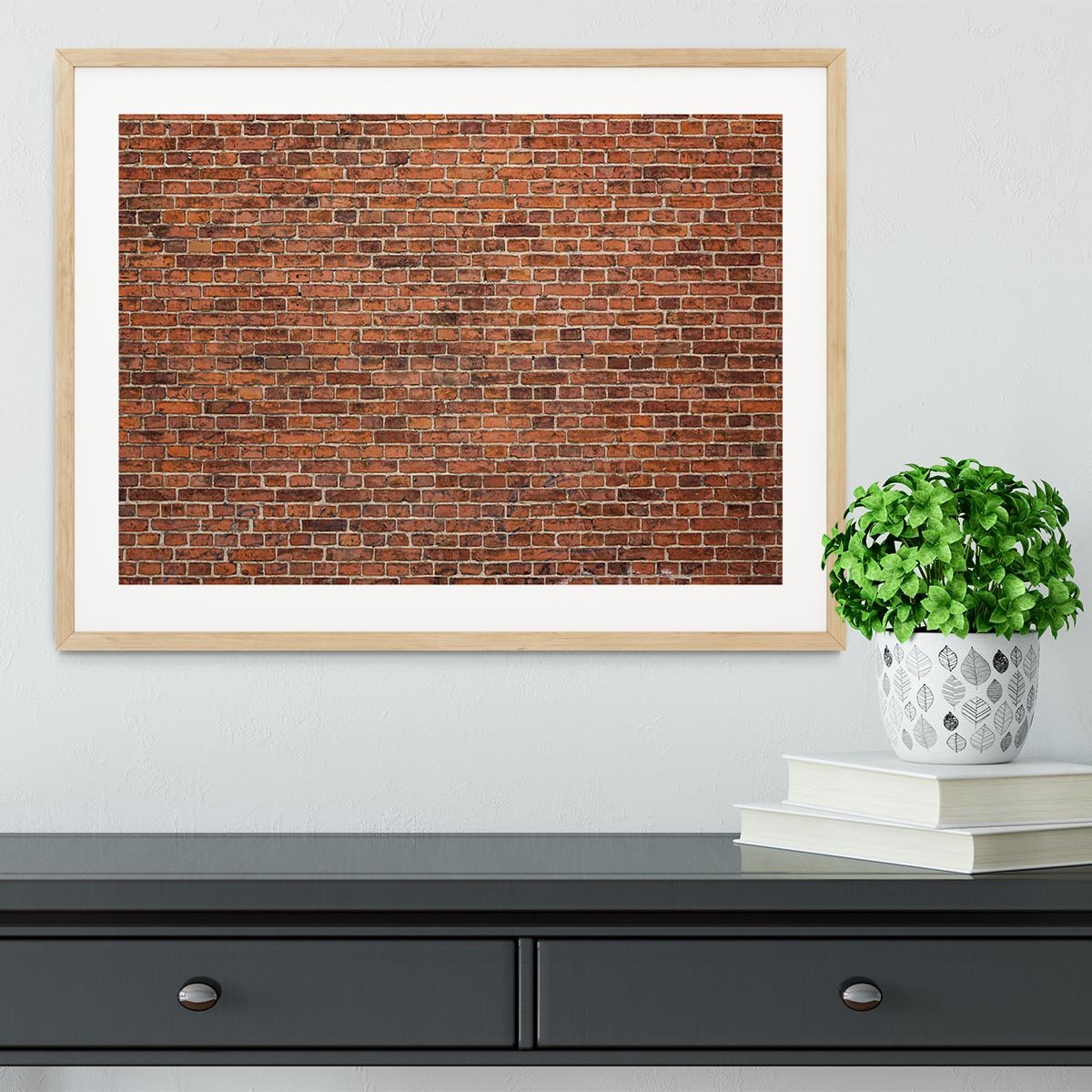 Grunge red brick wall Framed Print - Canvas Art Rocks - 3
