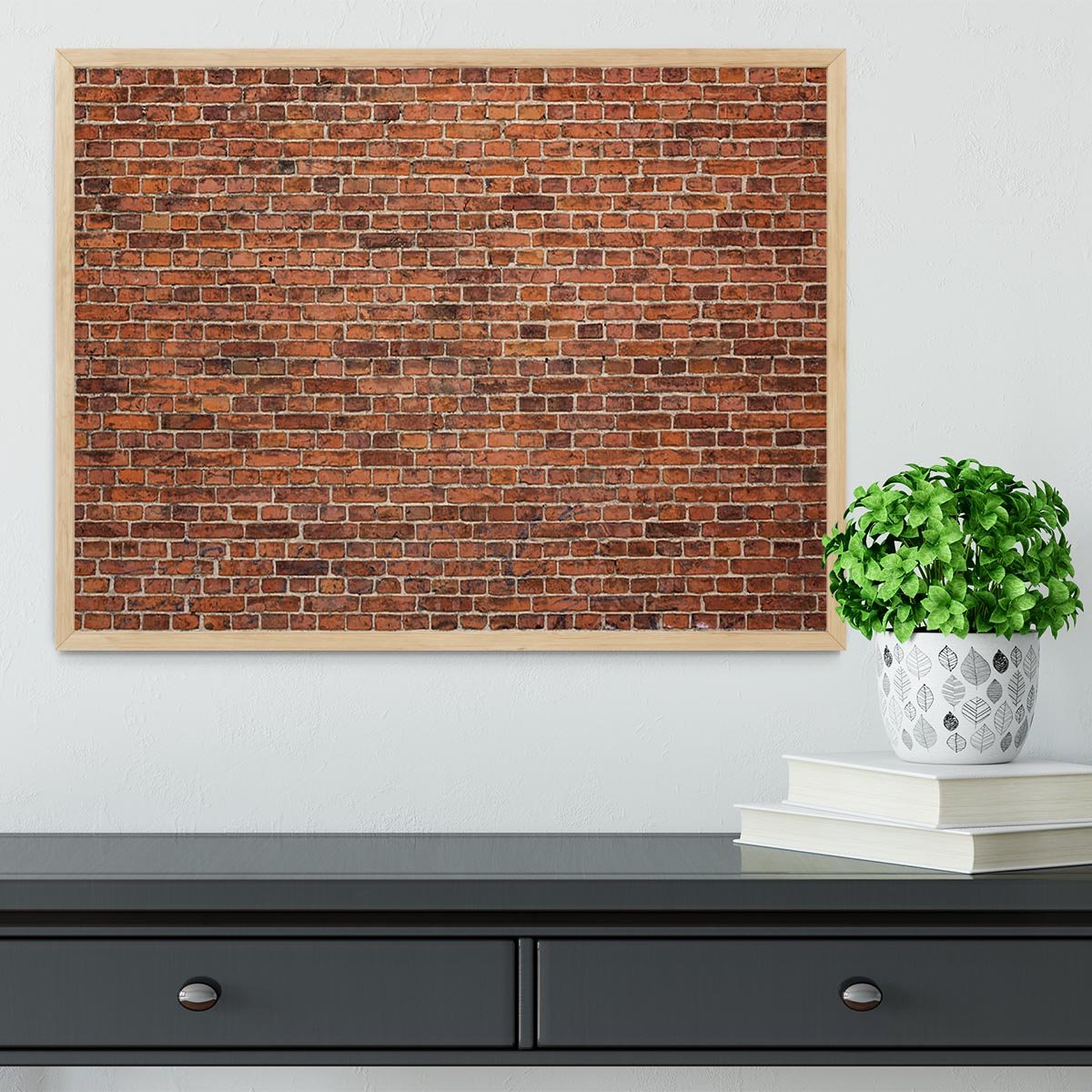 Grunge red brick wall Framed Print - Canvas Art Rocks - 4