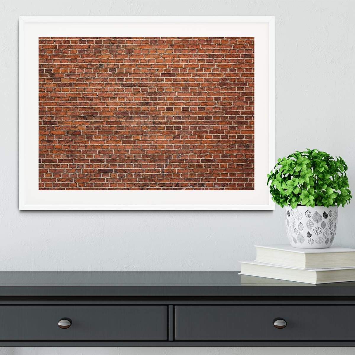 Grunge red brick wall Framed Print - Canvas Art Rocks - 5