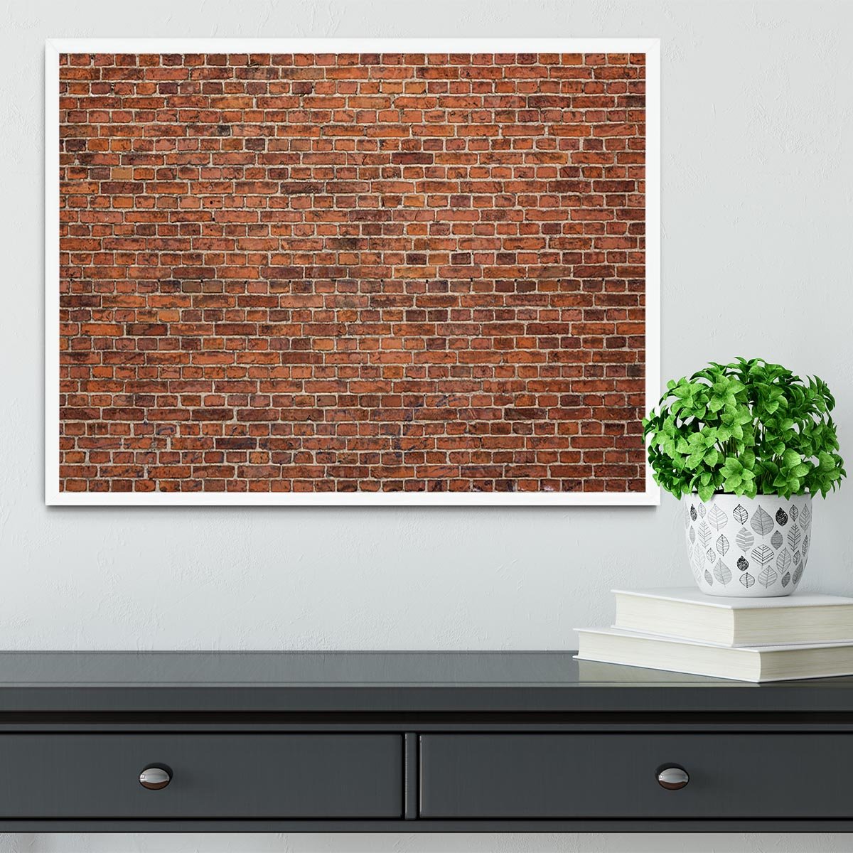 Grunge red brick wall Framed Print - Canvas Art Rocks -6