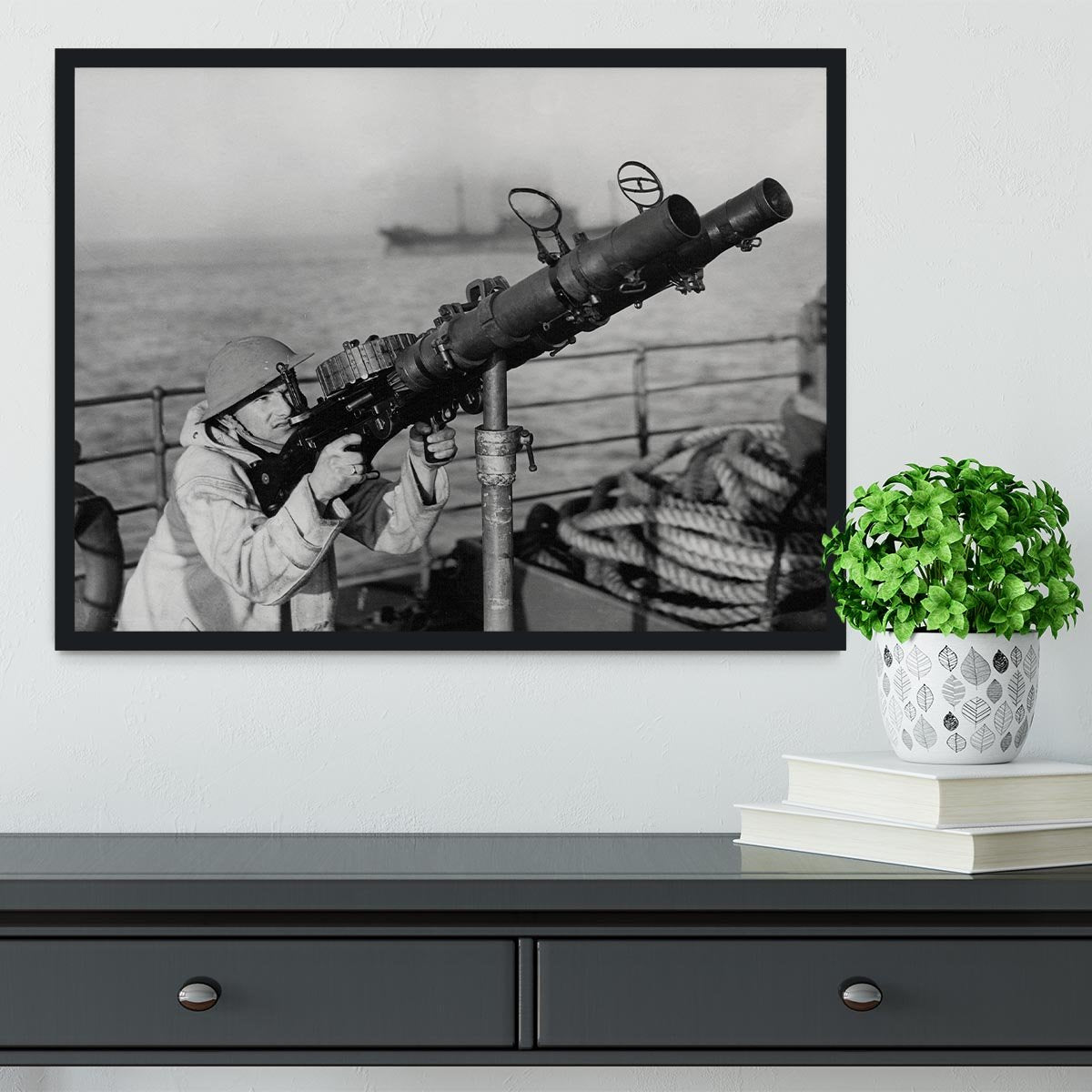Gunner on a merchant ship Framed Print - Canvas Art Rocks - 2