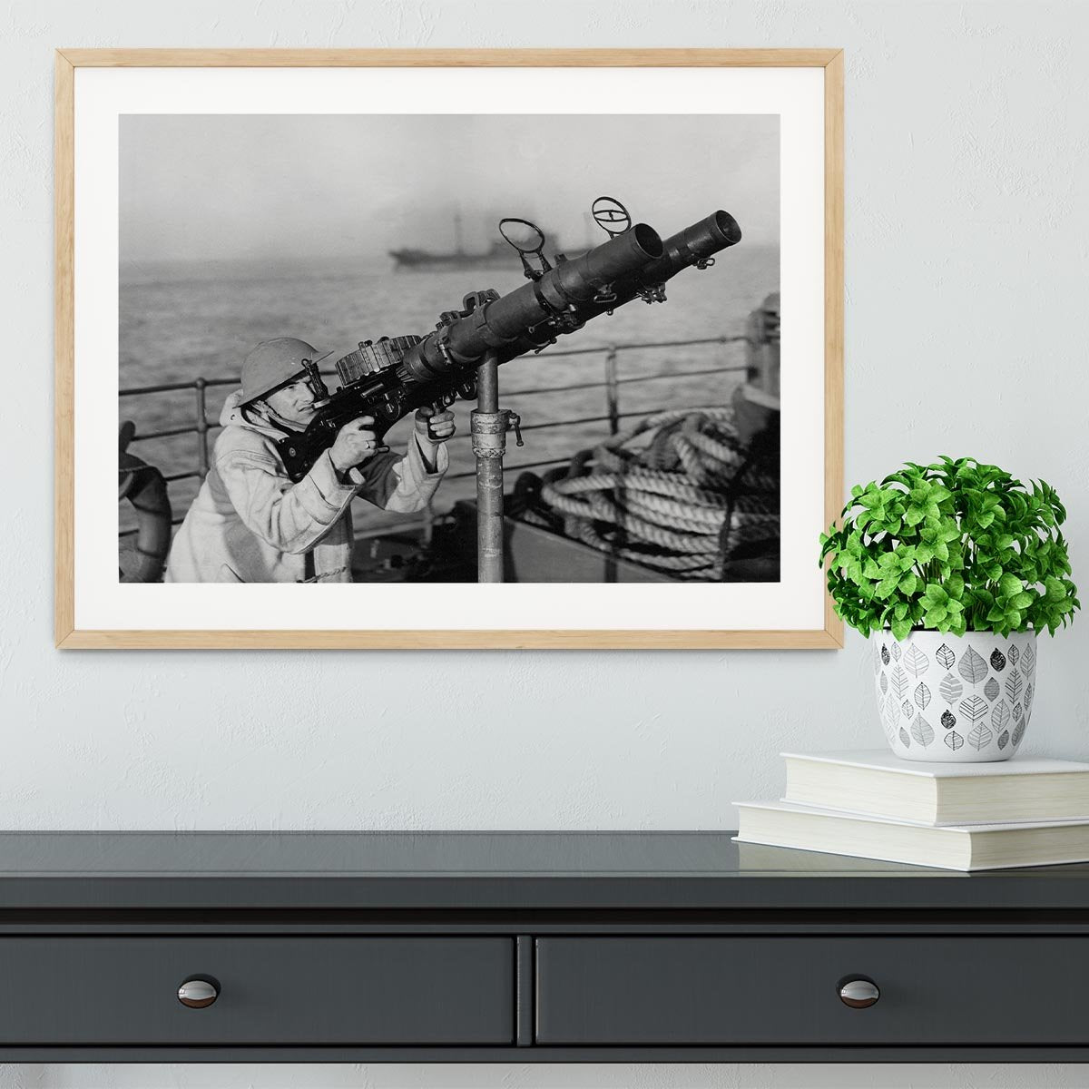 Gunner on a merchant ship Framed Print - Canvas Art Rocks - 3