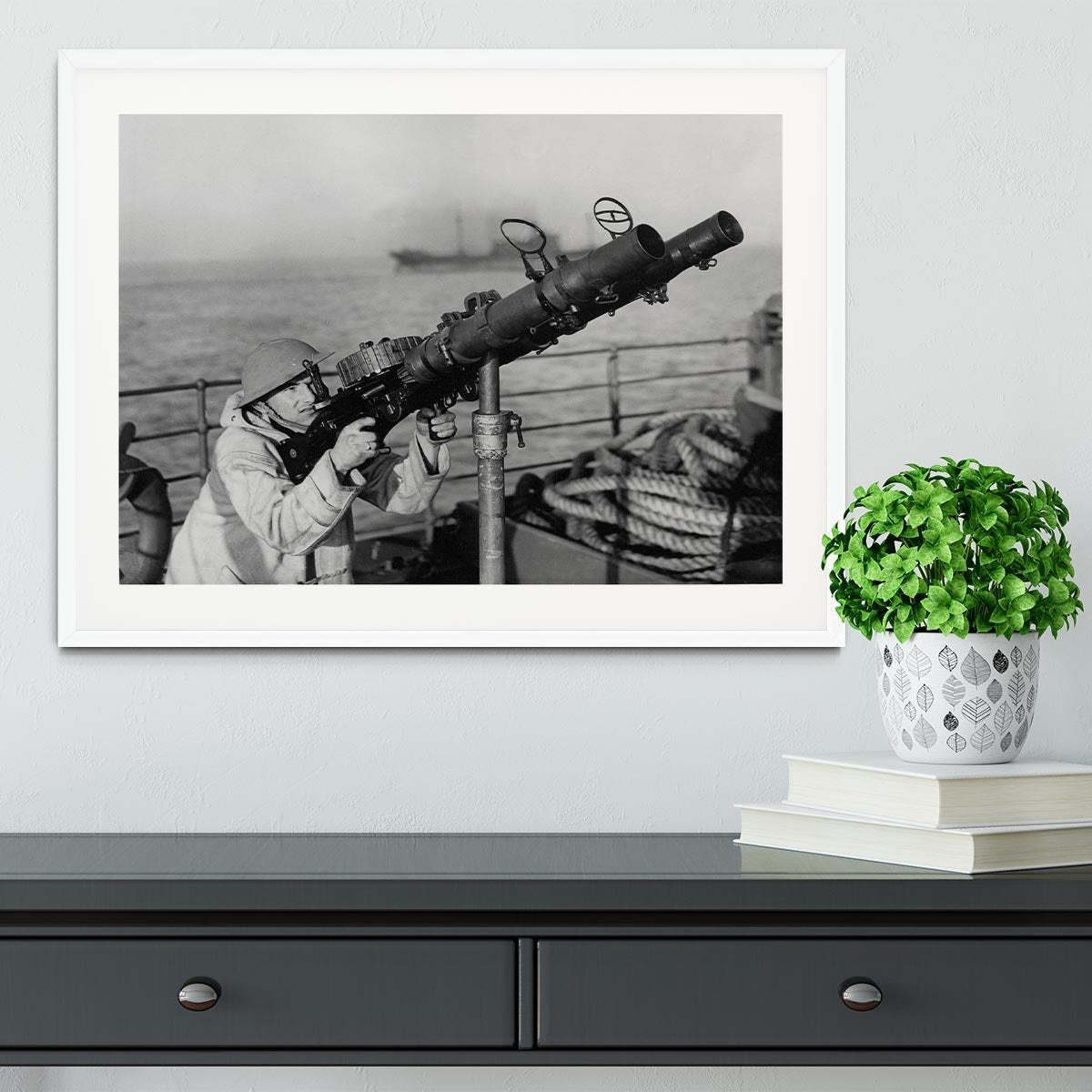 Gunner on a merchant ship Framed Print - Canvas Art Rocks - 5