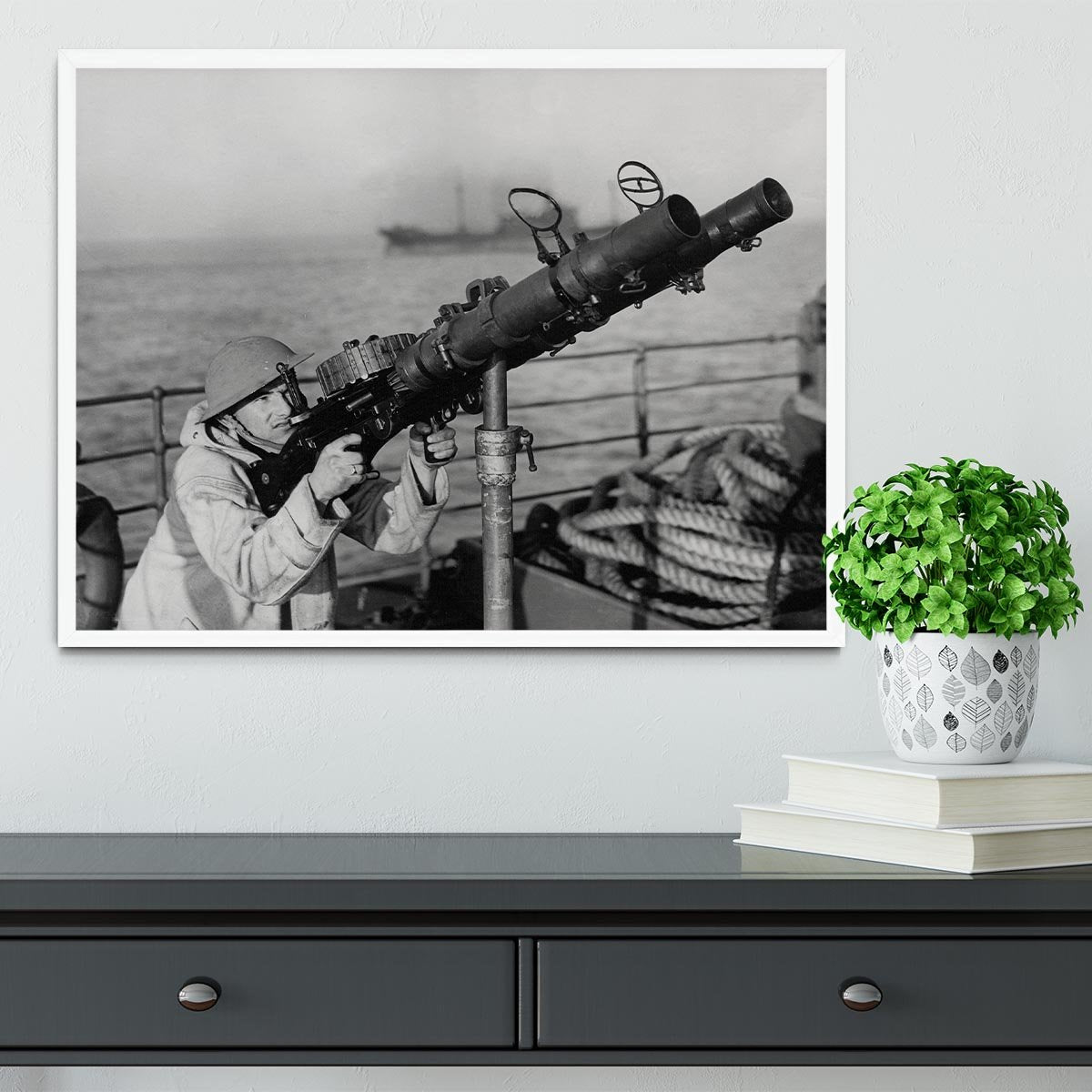 Gunner on a merchant ship Framed Print - Canvas Art Rocks -6