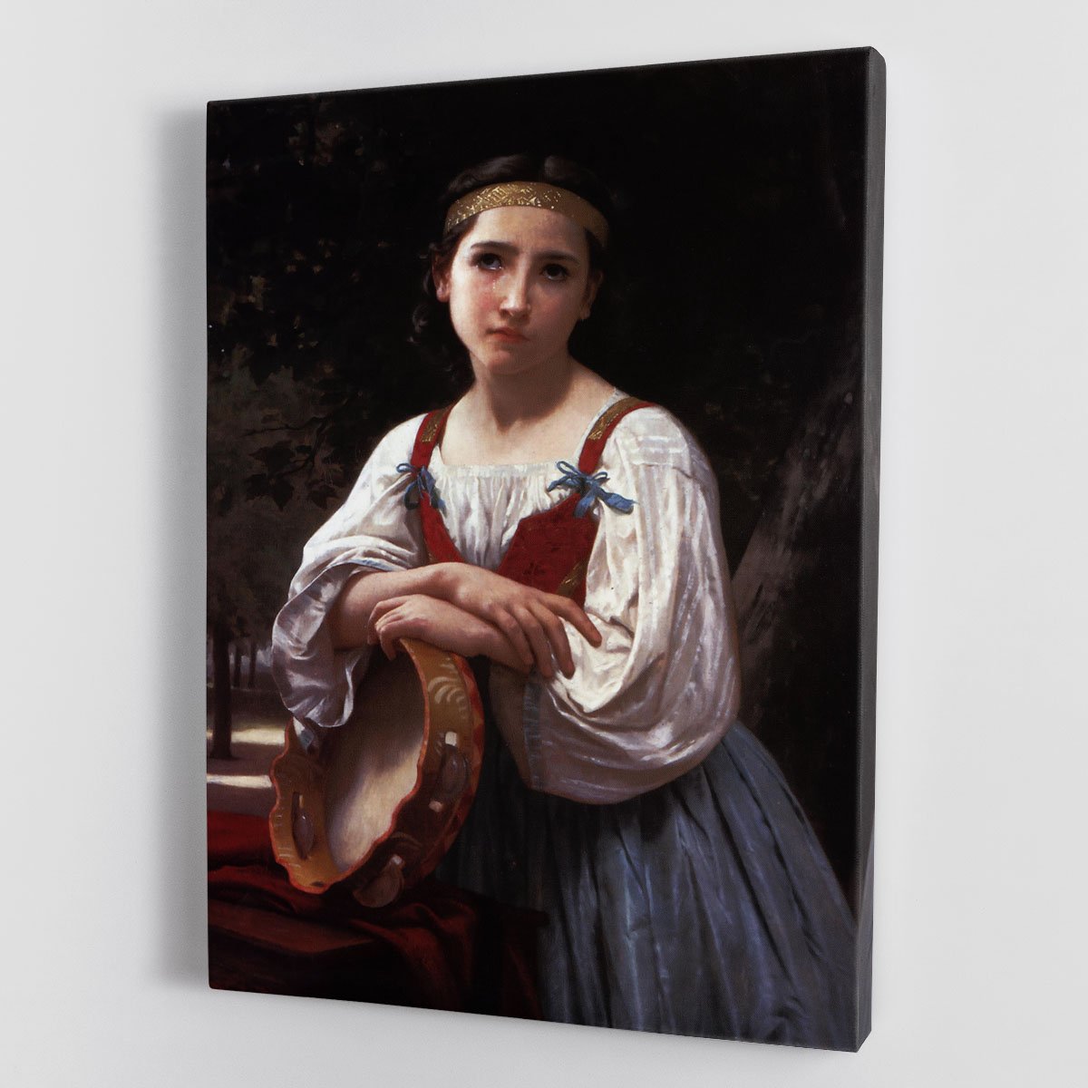 Gypsy Girl with a Basque Drum By Bouguereau Canvas Print or Poster