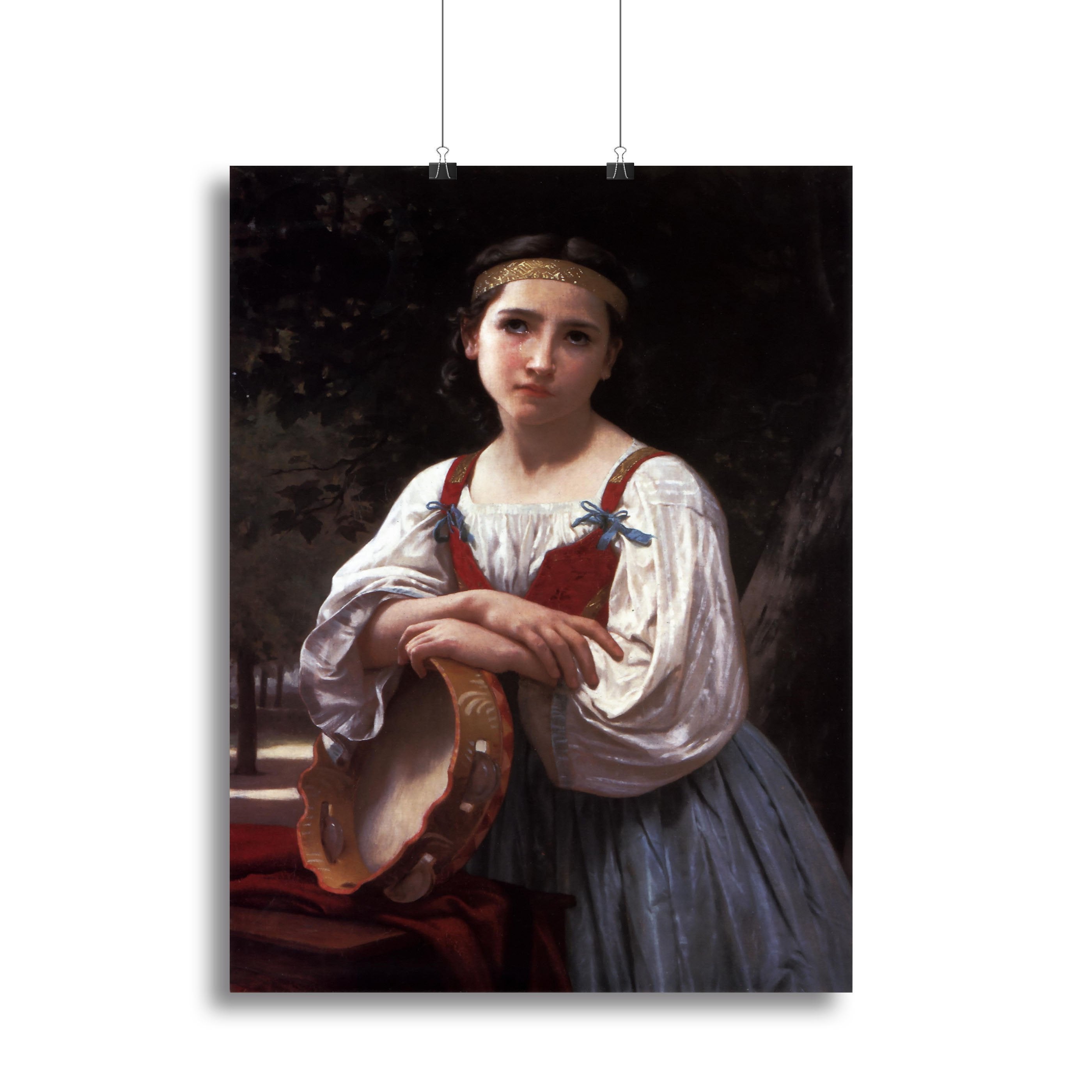 Gypsy Girl with a Basque Drum By Bouguereau Canvas Print or Poster