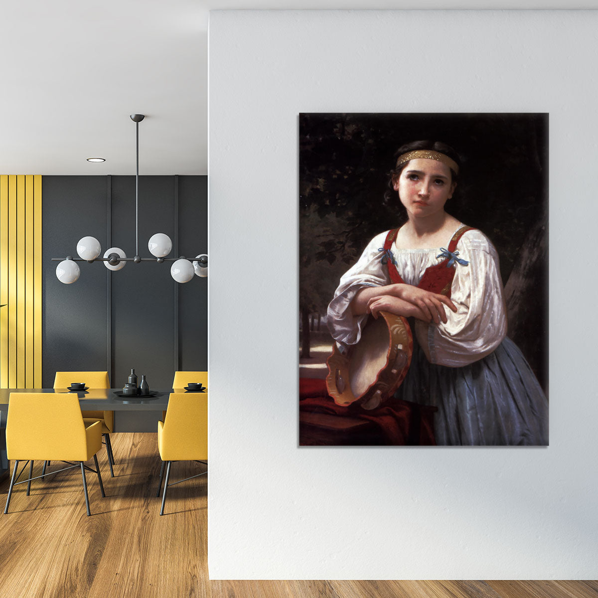 Gypsy Girl with a Basque Drum By Bouguereau Canvas Print or Poster - Canvas Art Rocks - 4