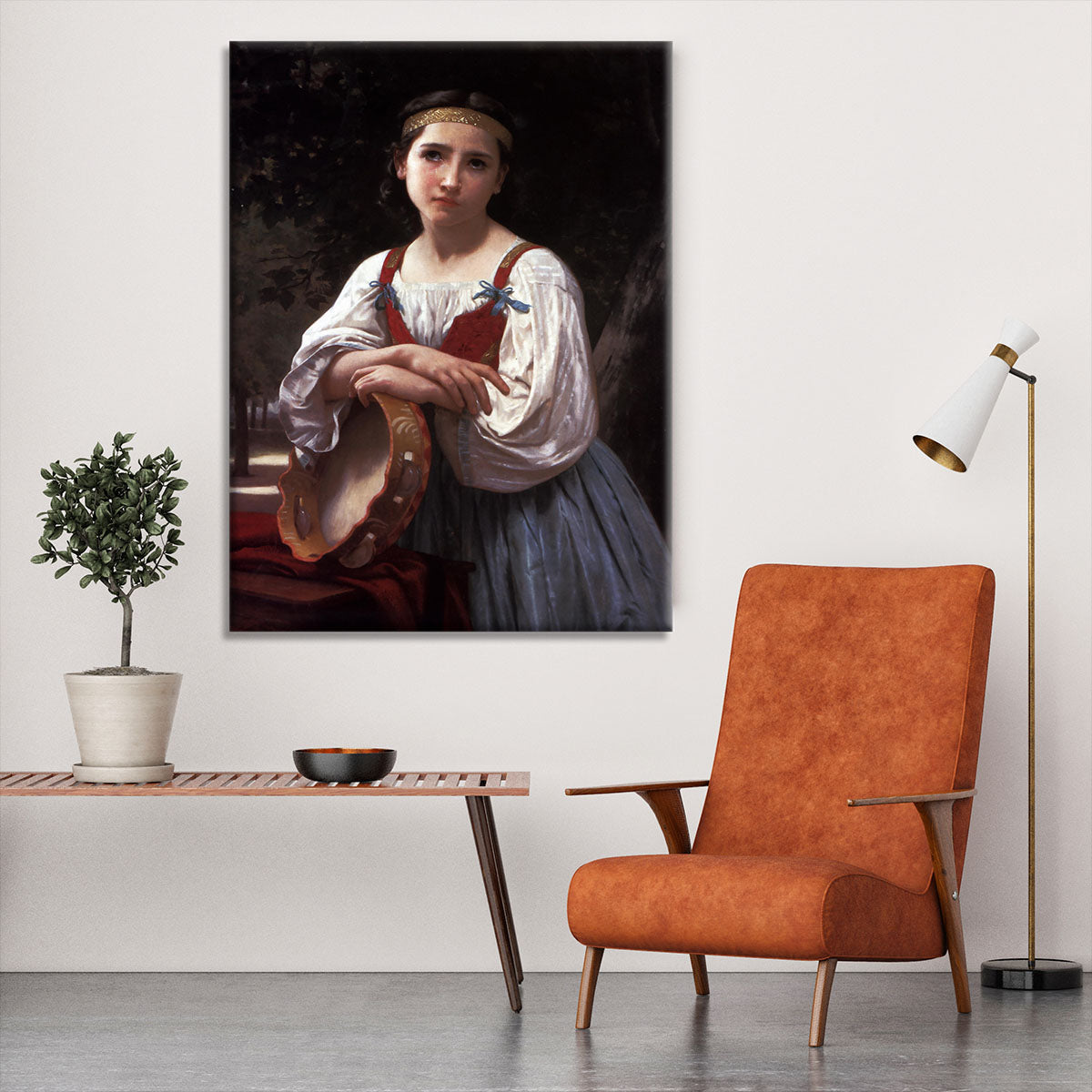 Gypsy Girl with a Basque Drum By Bouguereau Canvas Print or Poster - Canvas Art Rocks - 6
