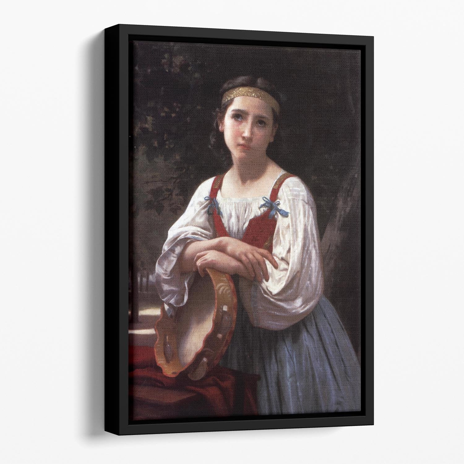 Gypsy Girl with a Basque Drum By Bouguereau Floating Framed Canvas