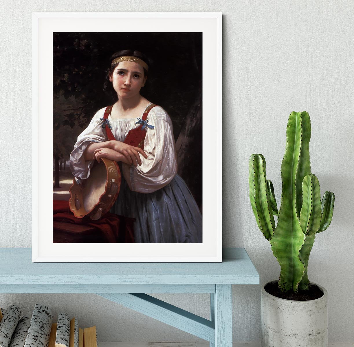 Gypsy Girl with a Basque Drum By Bouguereau Framed Print - Canvas Art Rocks - 5