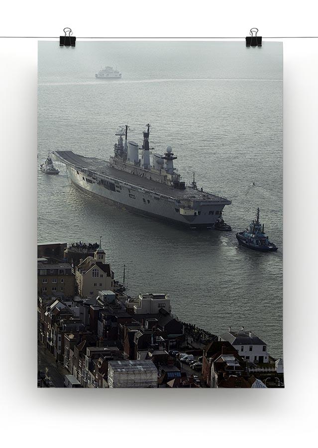 HMS Illustrious leaves Portsmouth Harbour Canvas Print or Poster - Canvas Art Rocks - 2