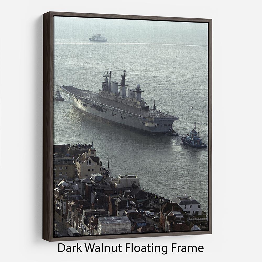 HMS Illustrious leaves Portsmouth Harbour Floating Frame Canvas - Canvas Art Rocks - 5
