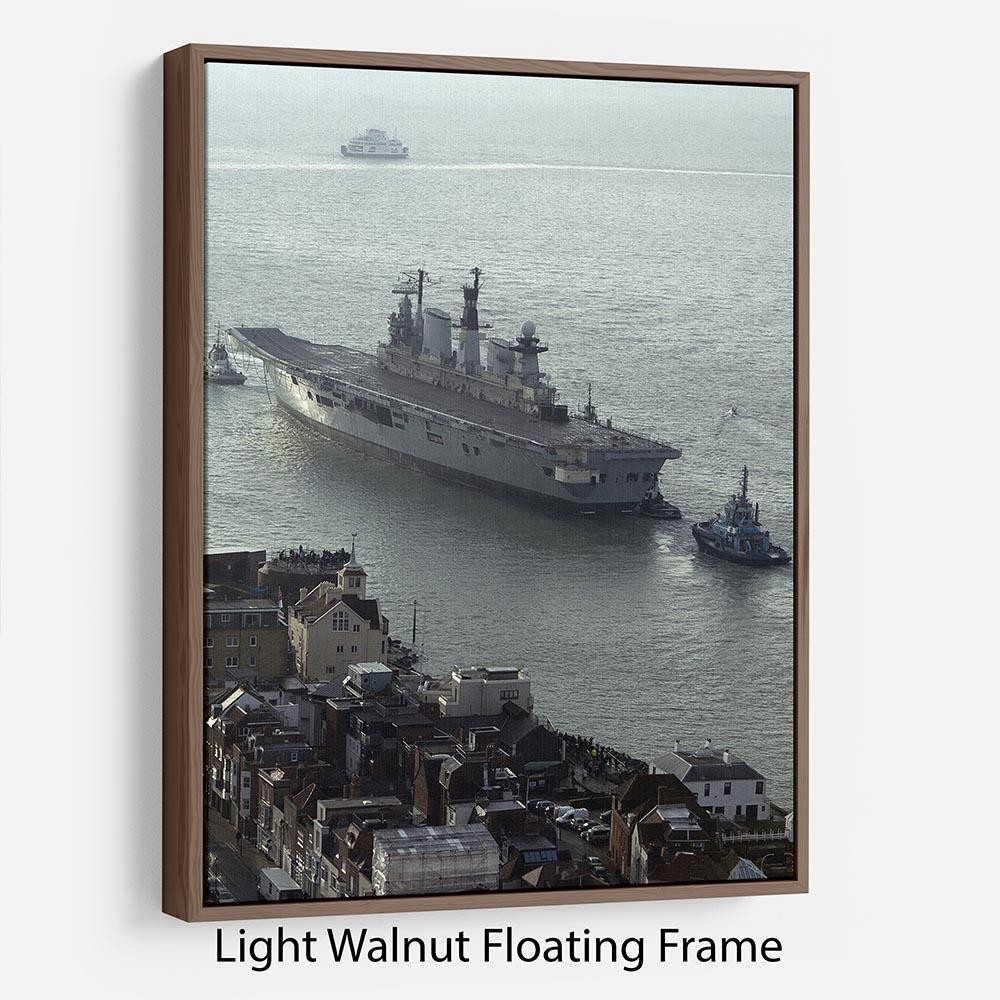 HMS Illustrious leaves Portsmouth Harbour Floating Frame Canvas - Canvas Art Rocks 7