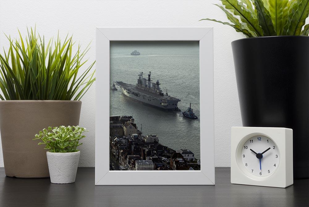HMS Illustrious leaves Portsmouth Harbour Framed Print - Canvas Art Rocks - 4