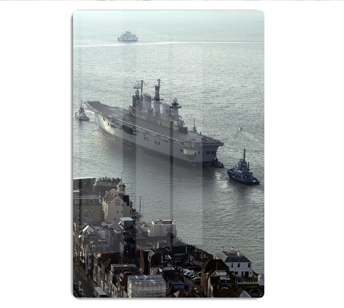 HMS Illustrious leaves Portsmouth Harbour HD Metal Print - Canvas Art Rocks - 1