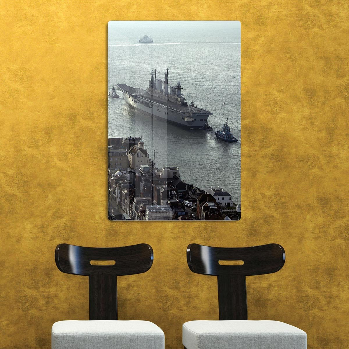 HMS Illustrious leaves Portsmouth Harbour HD Metal Print - Canvas Art Rocks - 2