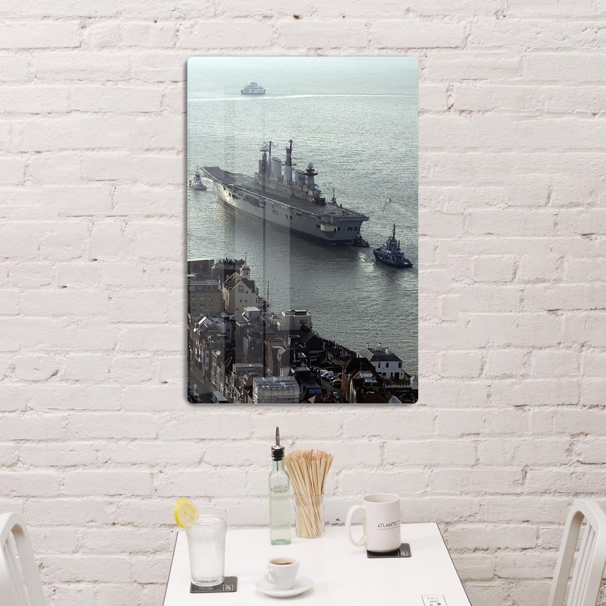 HMS Illustrious leaves Portsmouth Harbour HD Metal Print - Canvas Art Rocks - 3