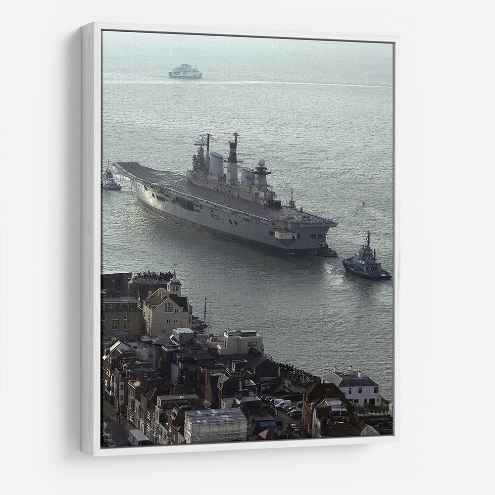 HMS Illustrious leaves Portsmouth Harbour HD Metal Print - Canvas Art Rocks - 7