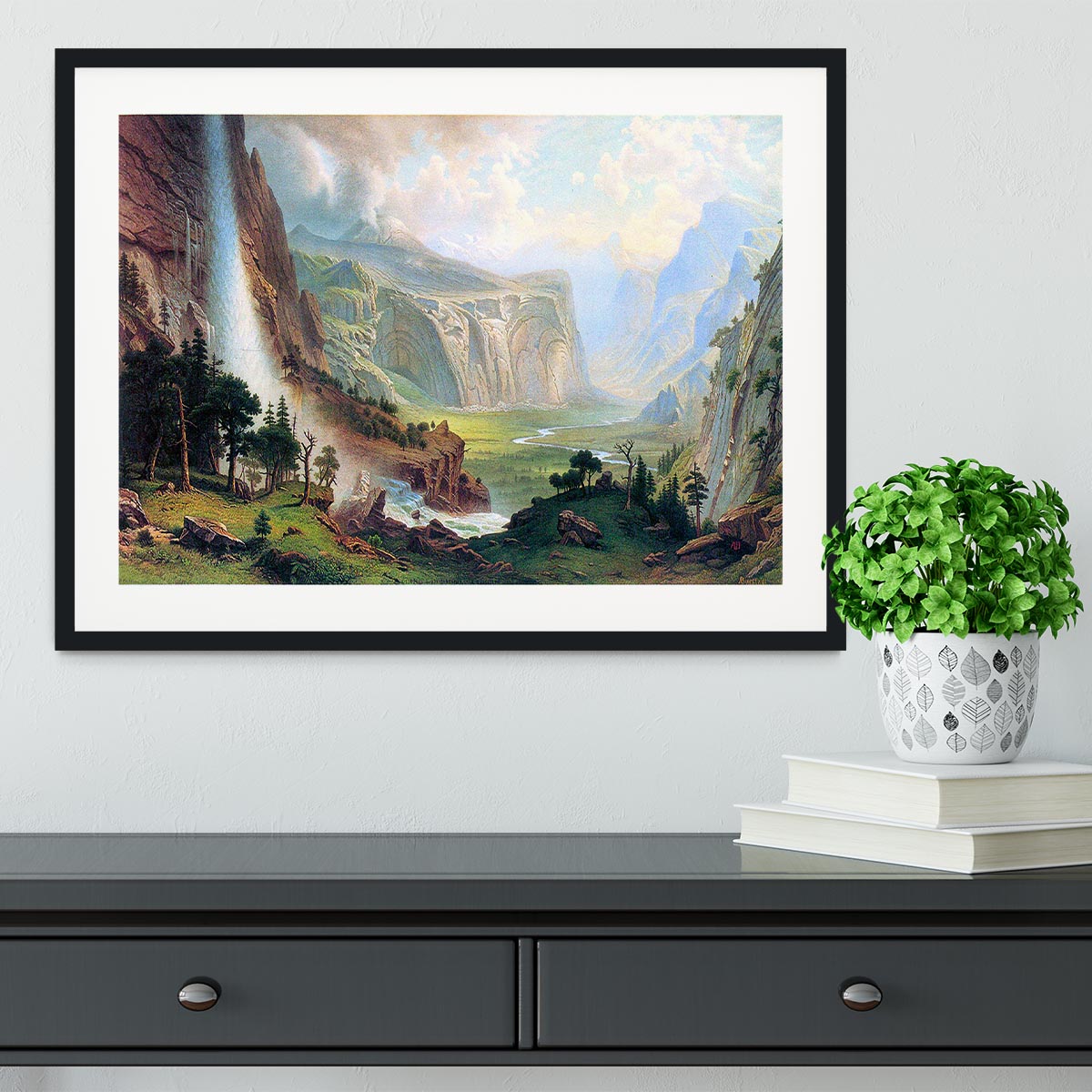 Half Dome in Yosemite by Bierstadt Framed Print - Canvas Art Rocks - 1