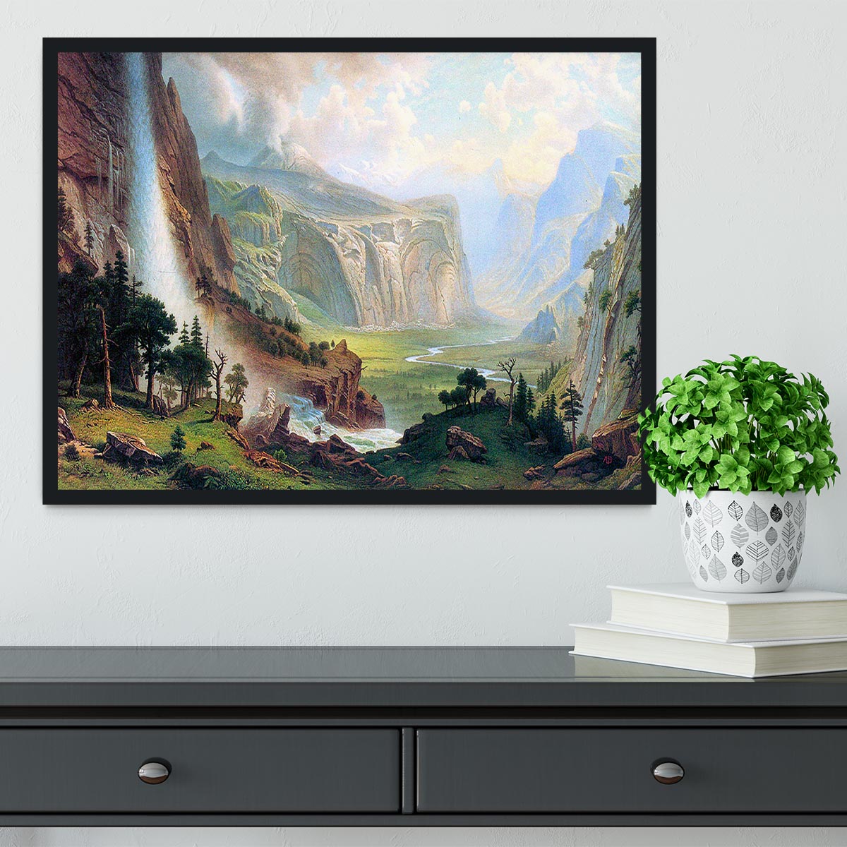 Half Dome in Yosemite by Bierstadt Framed Print - Canvas Art Rocks - 2