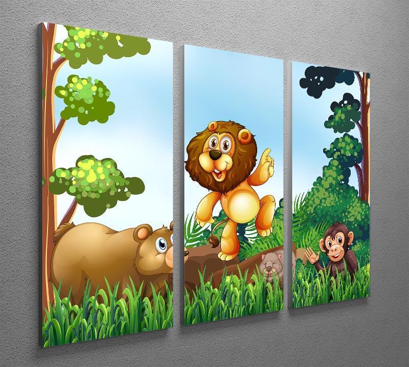 Happy animals living in the jungle 3 Split Panel Canvas Print - Canvas Art Rocks - 2
