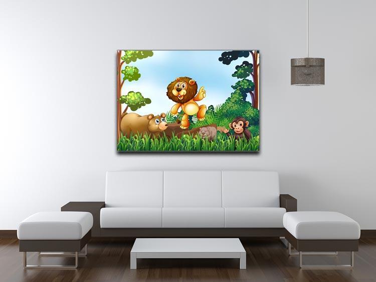 Happy animals living in the jungle Canvas Print or Poster - Canvas Art Rocks - 4
