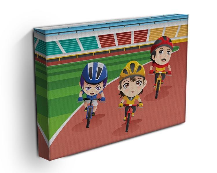Happy kids in a bicycle race Canvas Print or Poster - Canvas Art Rocks - 3