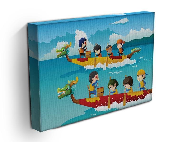 Happy kids in a boat race Canvas Print or Poster - Canvas Art Rocks - 3