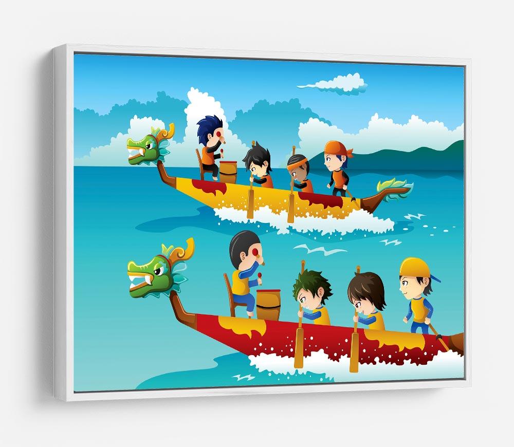 Happy kids in a boat race HD Metal Print