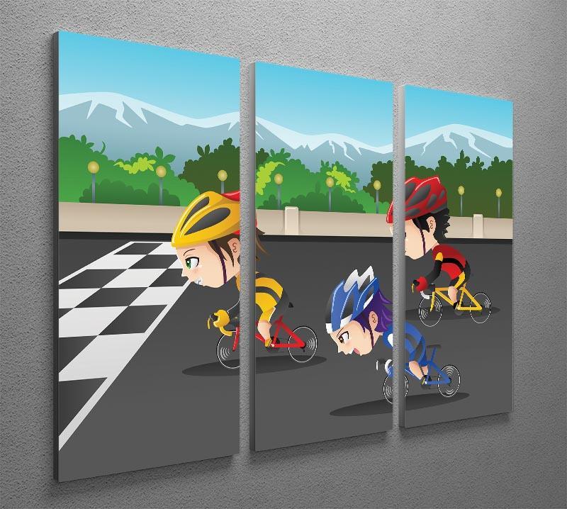 Happy kids in a race 3 Split Panel Canvas Print - Canvas Art Rocks - 2