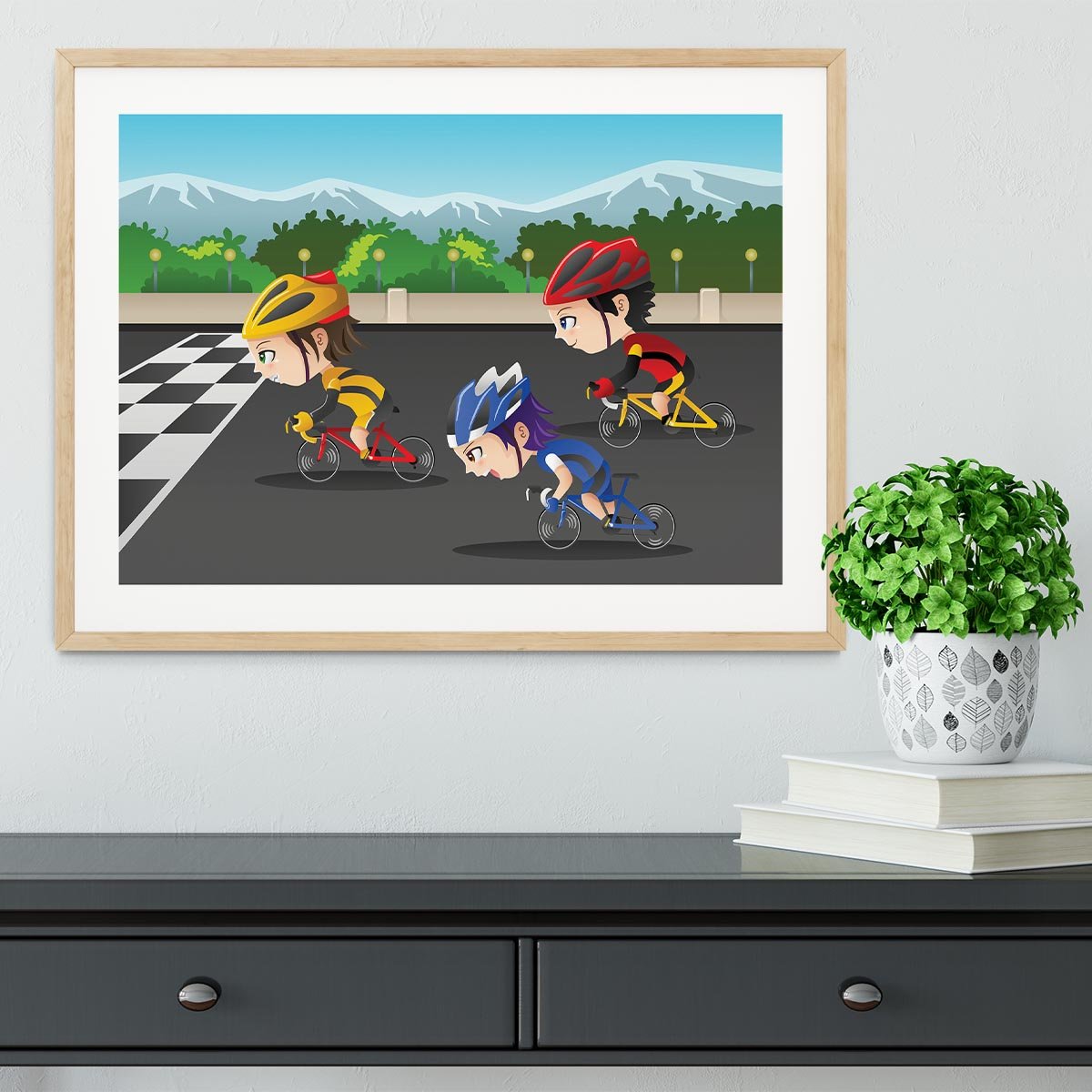 Happy kids in a race Framed Print - Canvas Art Rocks - 3