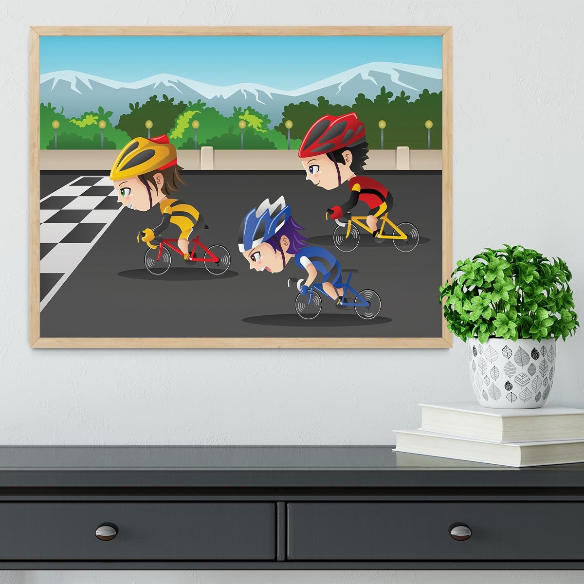 Happy kids in a race Framed Print - Canvas Art Rocks - 4