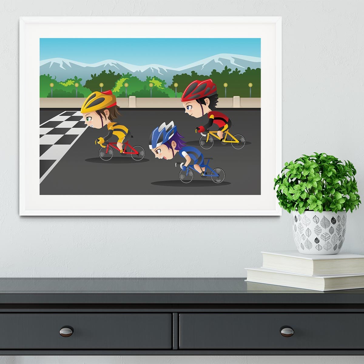Happy kids in a race Framed Print - Canvas Art Rocks - 5