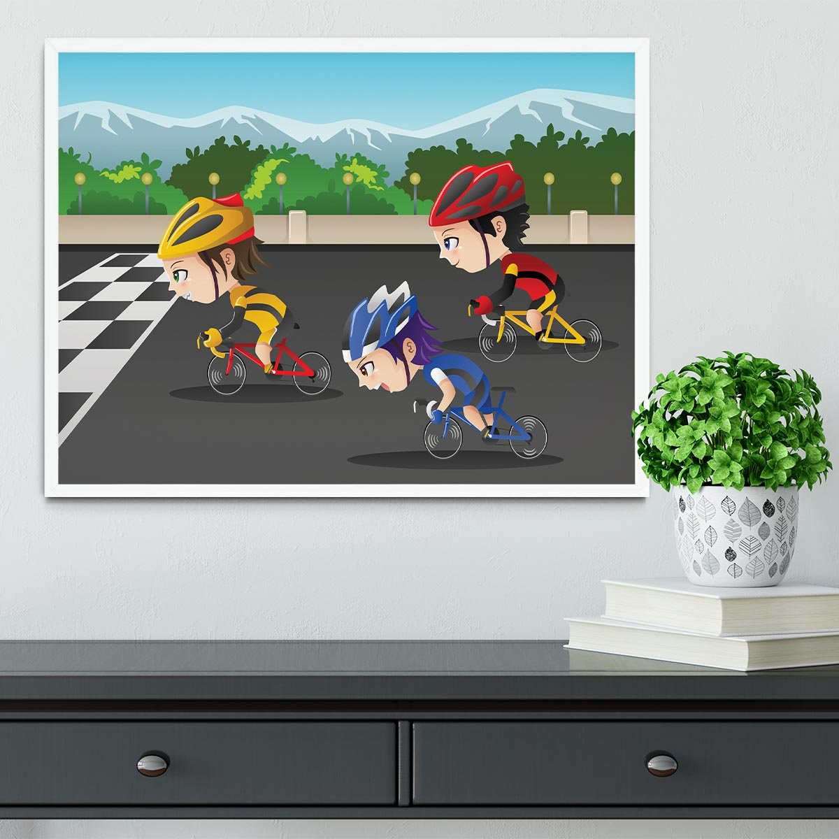 Happy kids in a race Framed Print - Canvas Art Rocks -6