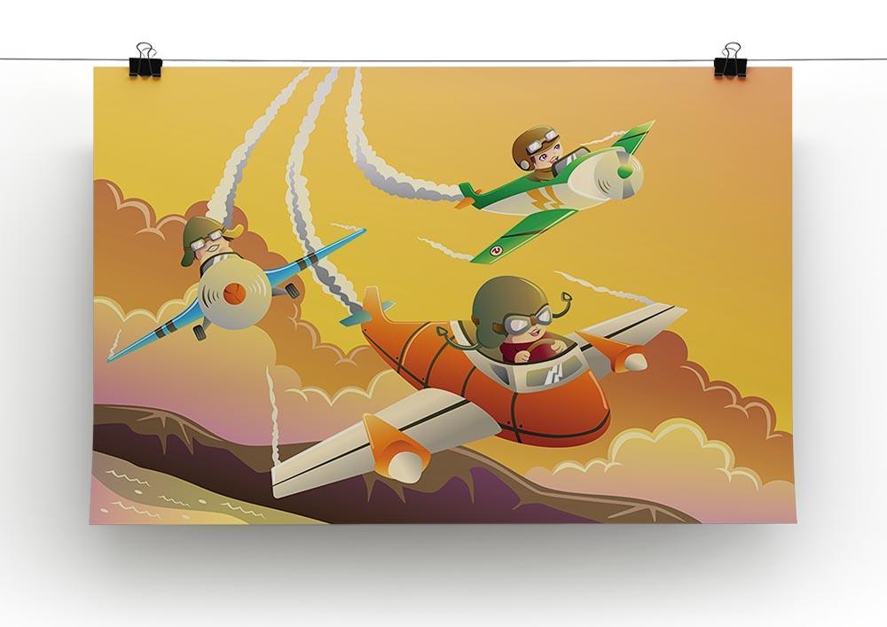 Happy kids in an airplane race Canvas Print or Poster - Canvas Art Rocks - 2